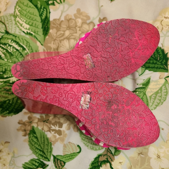 Vtg ๐ Betseyville ๐ platform polka dot pinup barbie princess party wedges!๐๐ - Picture 6 of 12